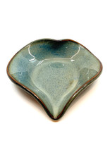 HILBORN POTTERY BLUE MEDLEY HEART DISH WITH SPOON