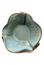 HILBORN POTTERY BLUE MEDLEY SERVING BOWL FOR FUNKY FOOD WITH SERVERS