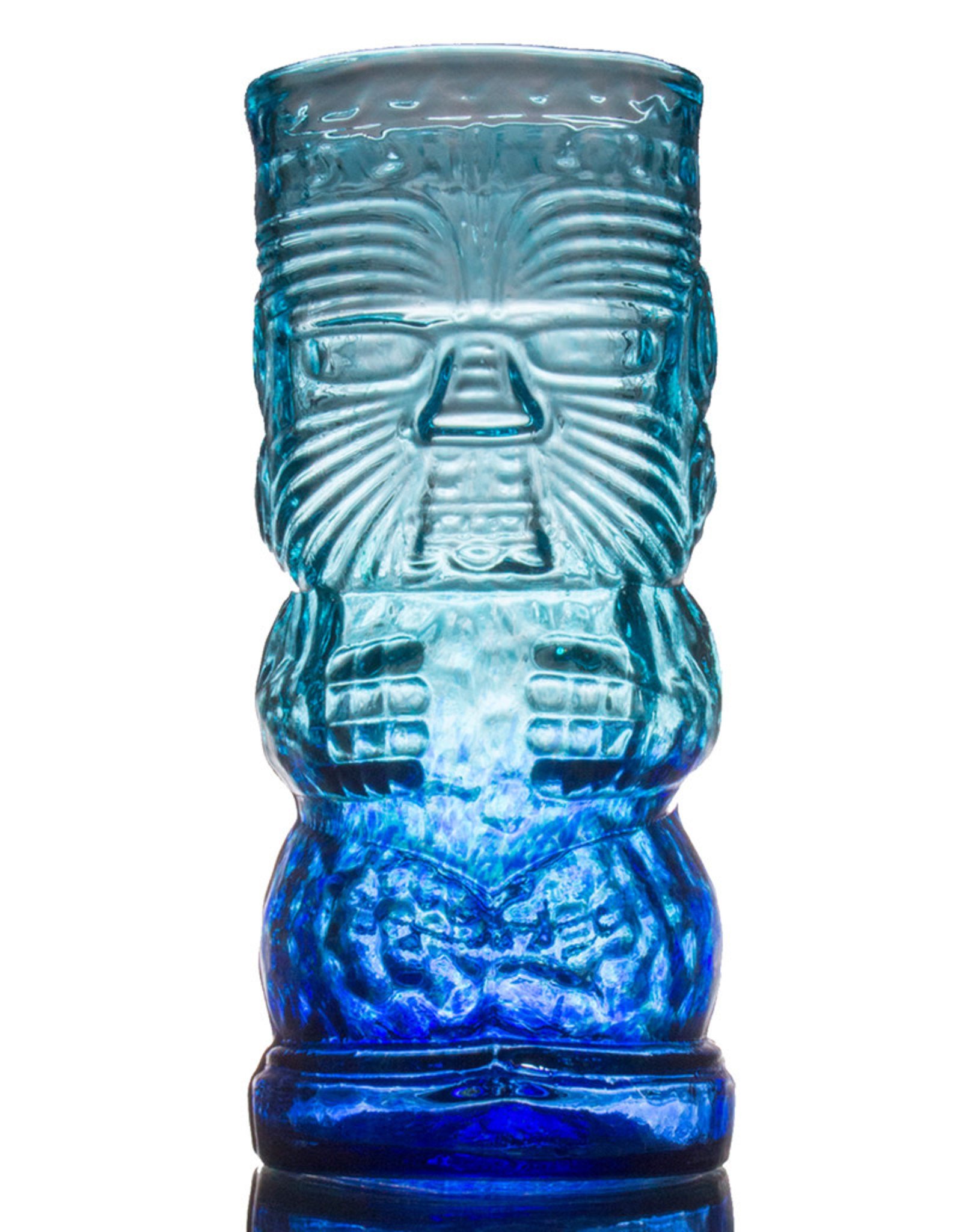 IANNAZZI GLASS DESIGN WARRIOR BLUE LAGOON GLASS TIKI MUG