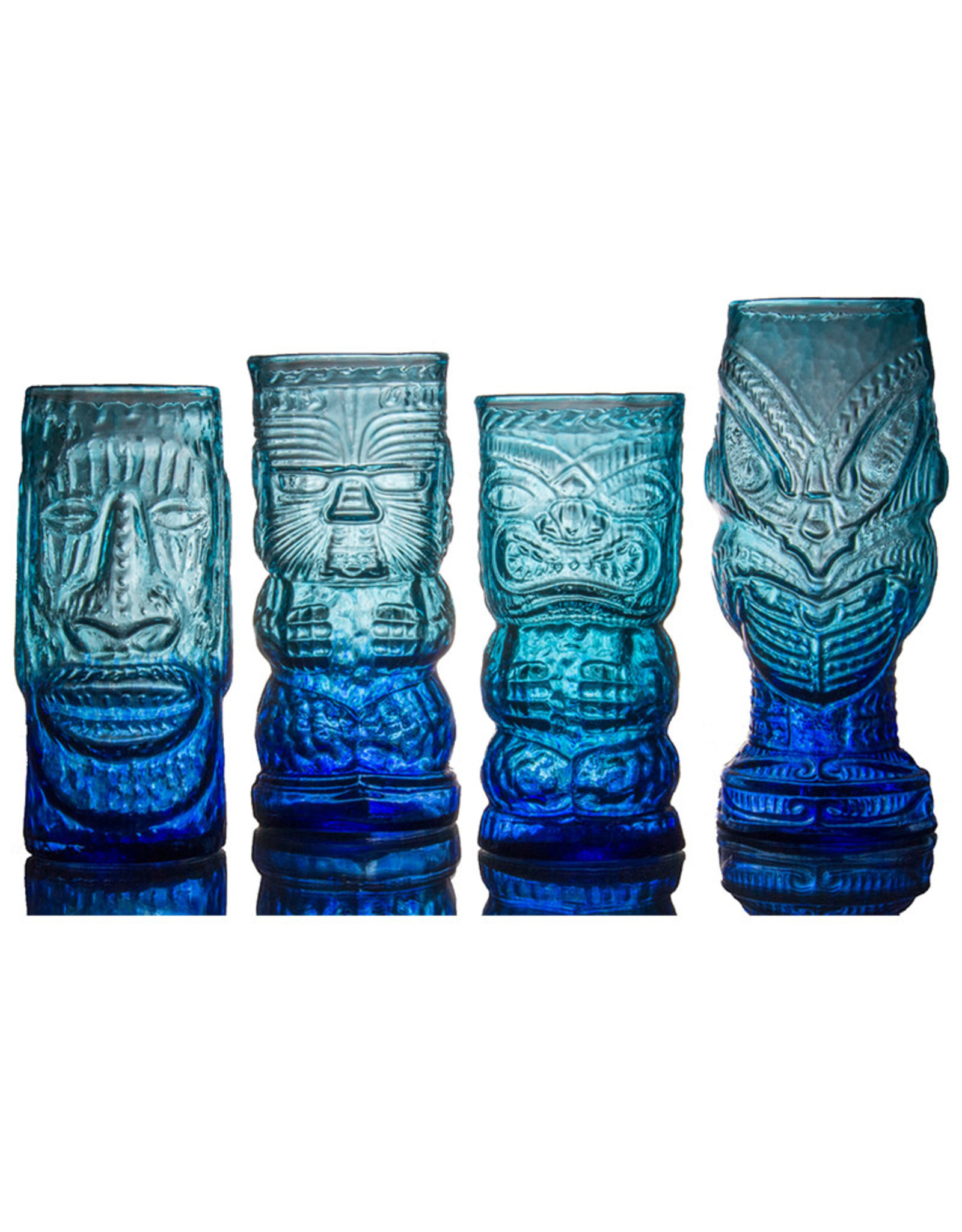 IANNAZZI GLASS DESIGN WARRIOR BLUE LAGOON GLASS TIKI MUG