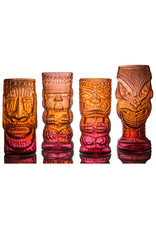 IANNAZZI GLASS DESIGN WARRIOR LAVA RED GLASS TIKI MUG