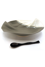 HILBORN POTTERY GRAY & WHITE TAPENADE BOWL WITH SPOON