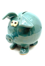 CLAY IN MOTION BLUE CERAMIC PIGGY BANK