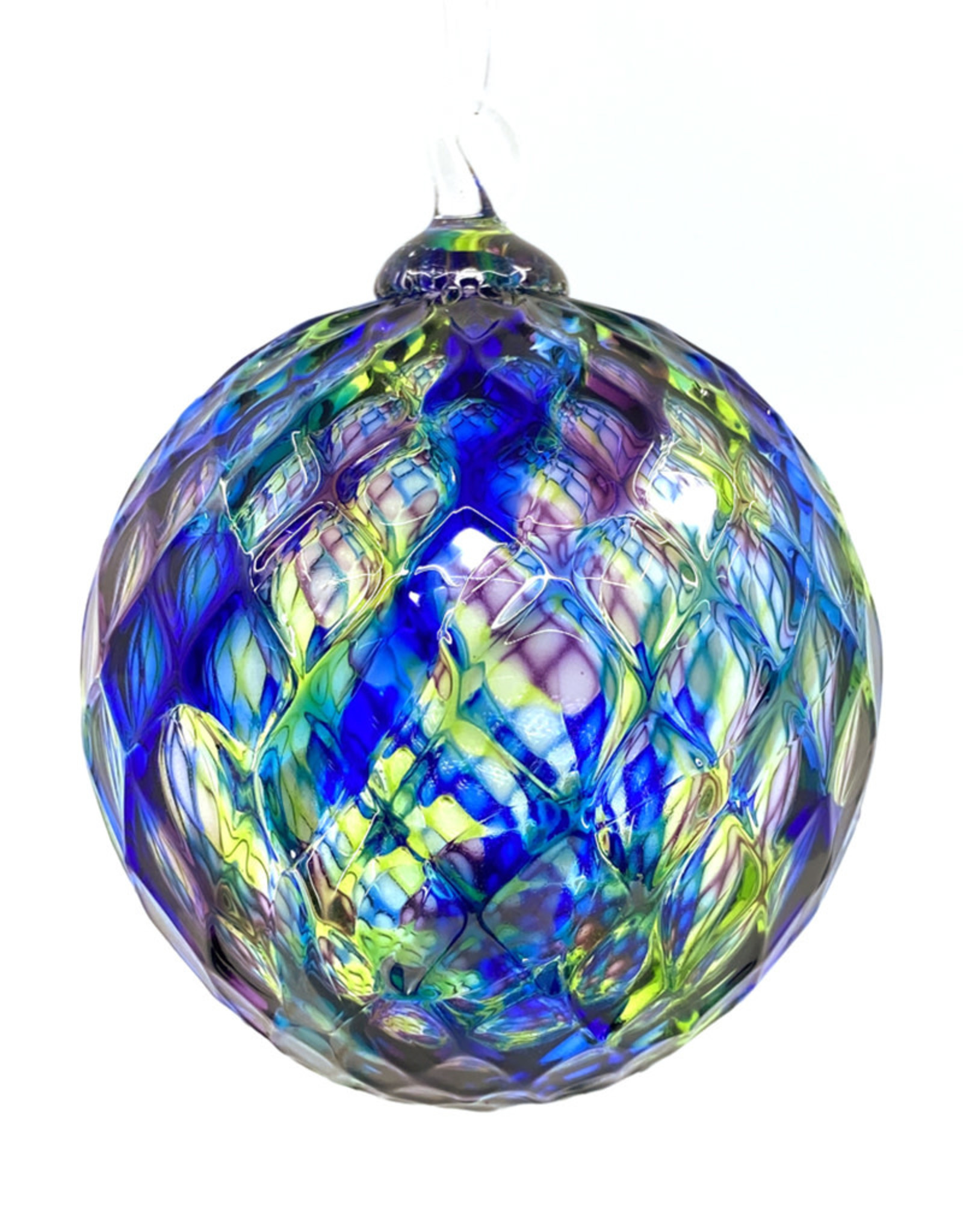 GLASS EYE BLUE MOSAIC DIAMOND FACET ORNAMENT