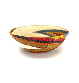 BASKETS OF AFRICA LARGE WHITE EARTH RAINBOW BOWL