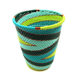 BASKETS OF AFRICA TALL TEAL CUP/PENCIL HOLDER