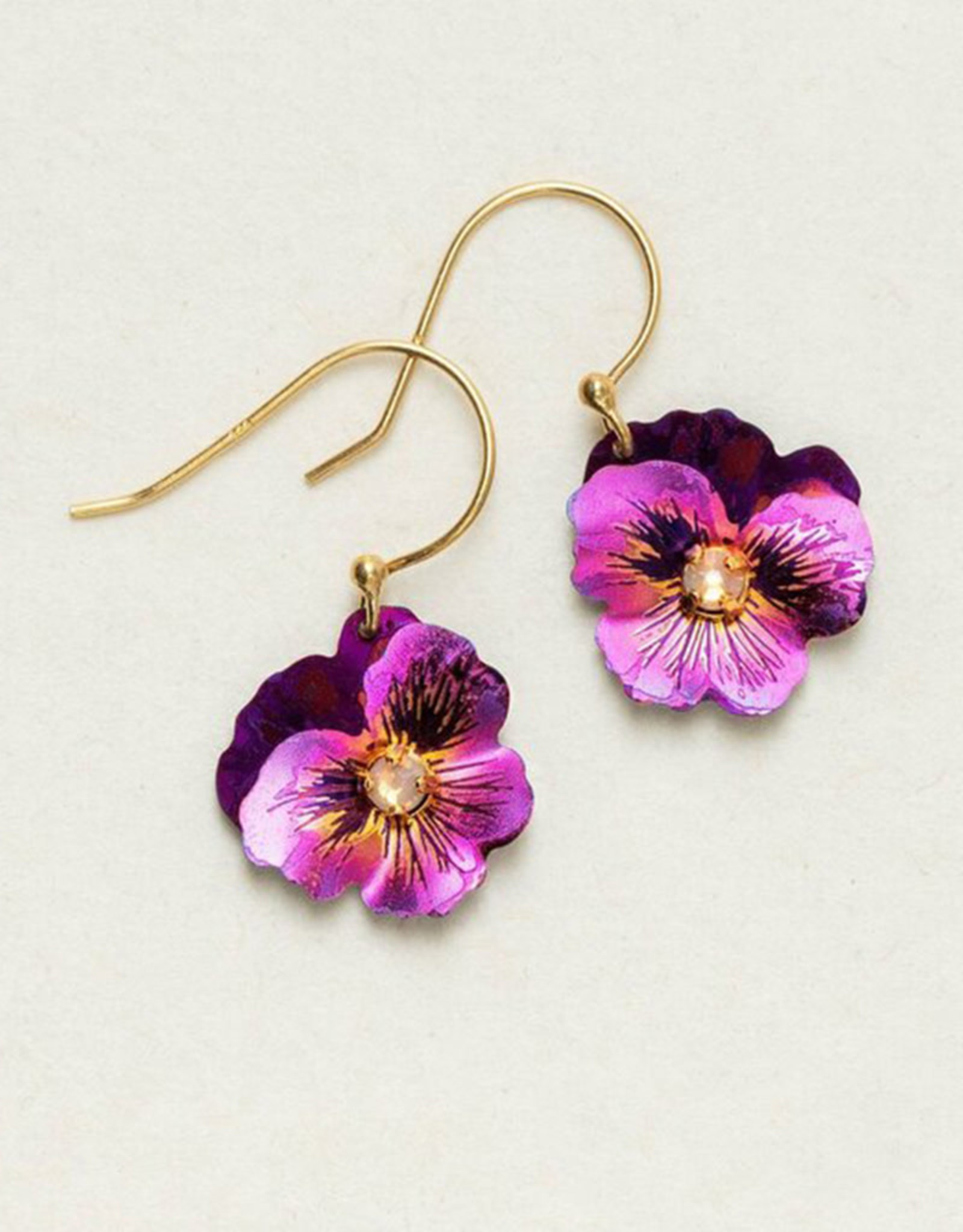 HOLLY YASHI GARDEN PANSY DROP EARRINGS - FUCHSIA