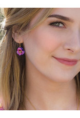 HOLLY YASHI GARDEN PANSY DROP EARRINGS - FUCHSIA