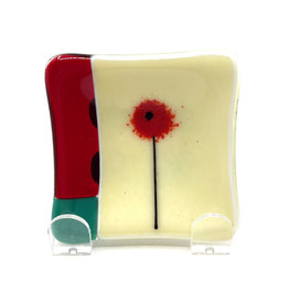 ART GLASS ARRAY RED POPPY RING DISH