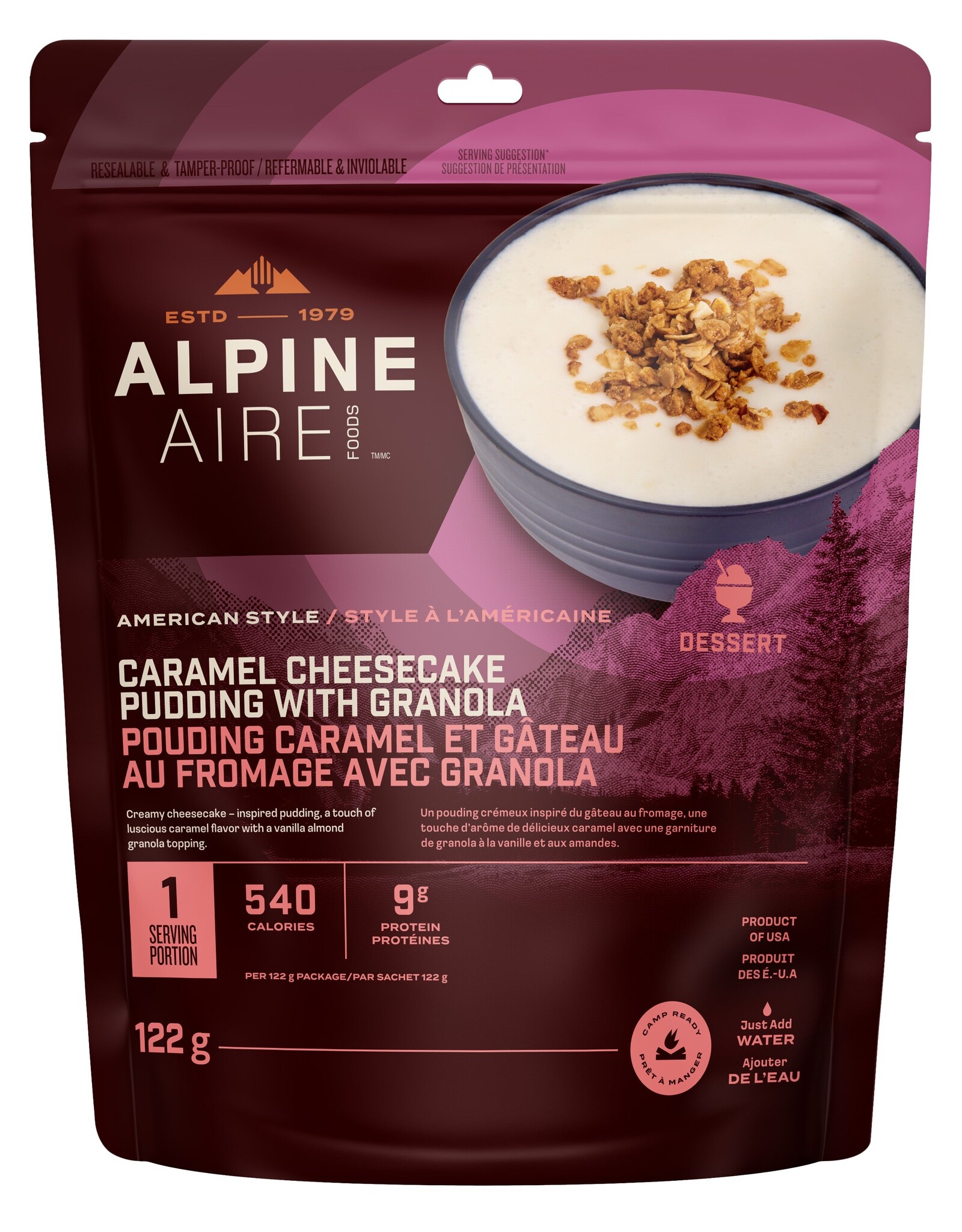 ALPINEAIRE CARAMEL CHEESECAKE PUDDING WITH GRANOLA
