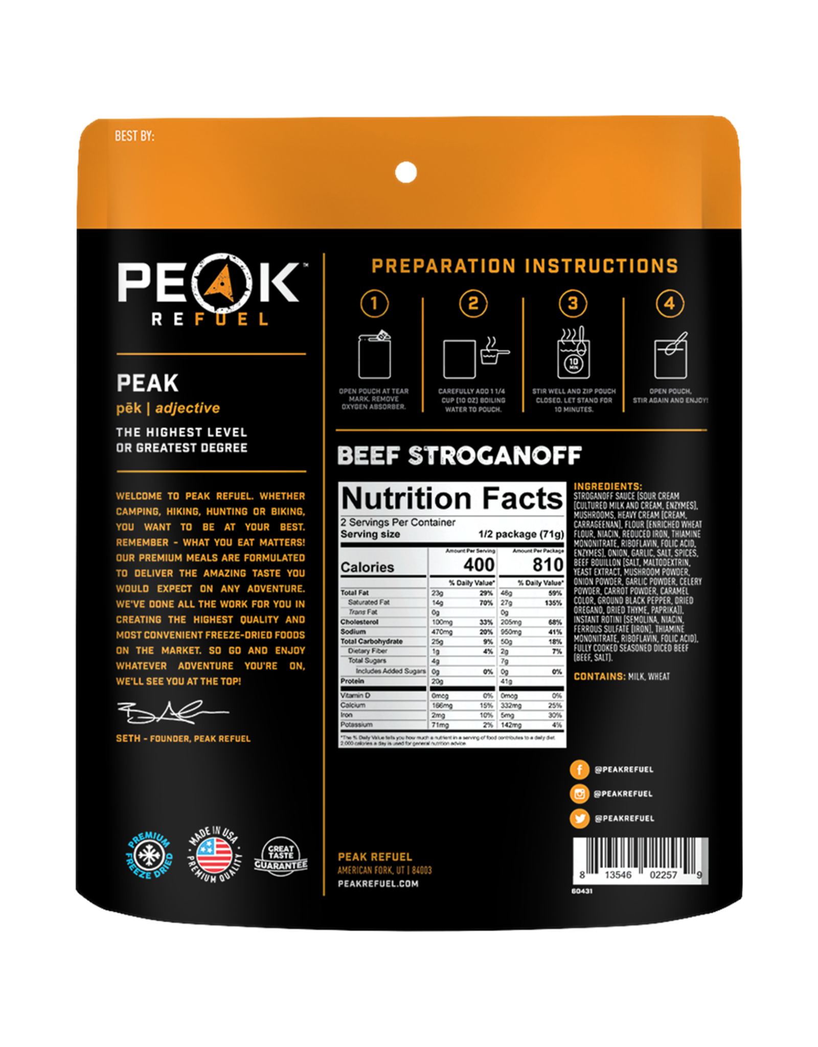 PEAK REFUEL BEEF STROGANOFF