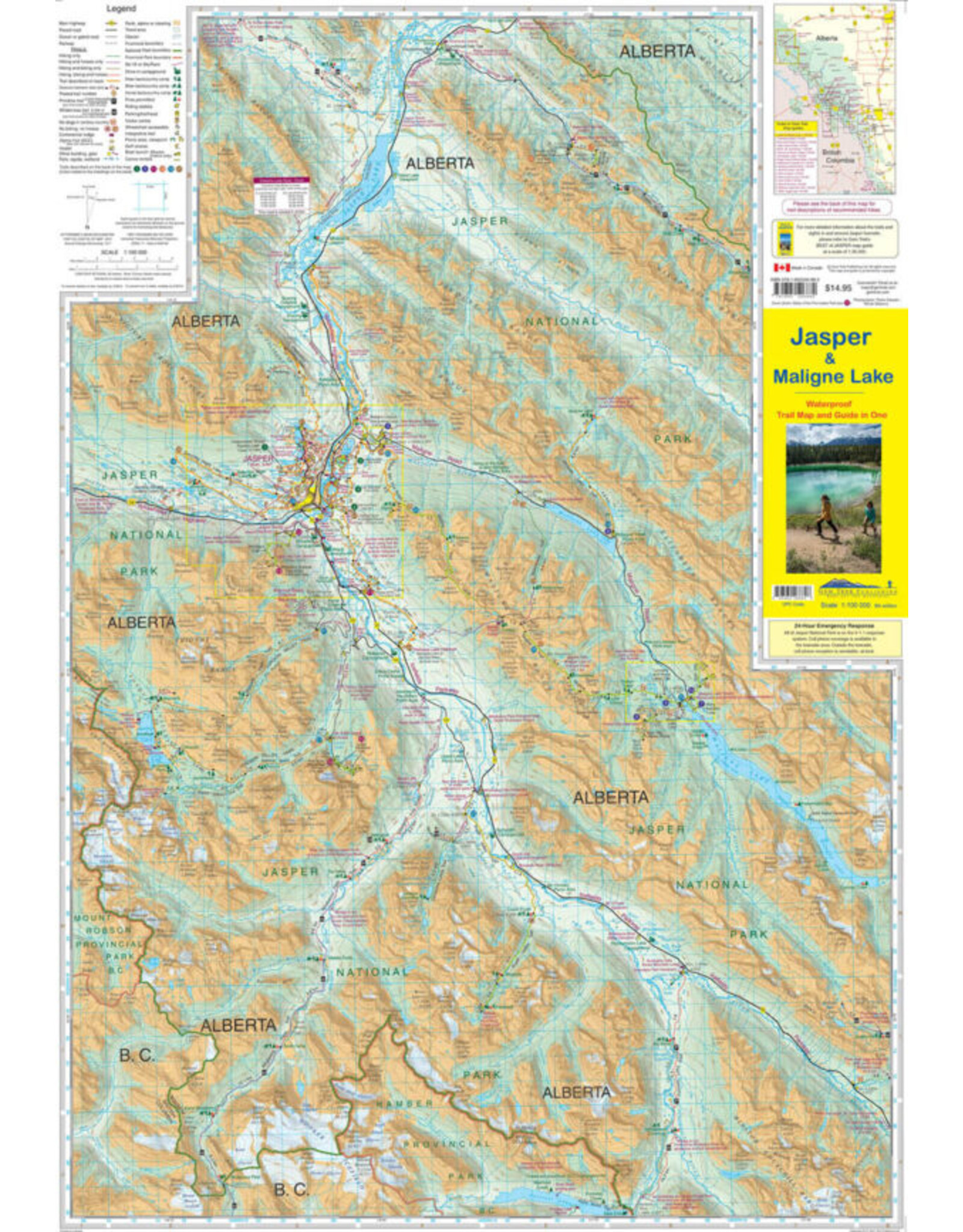 GEM TREK PUBLISHING JASPER & MALIGNE LAKE MAP