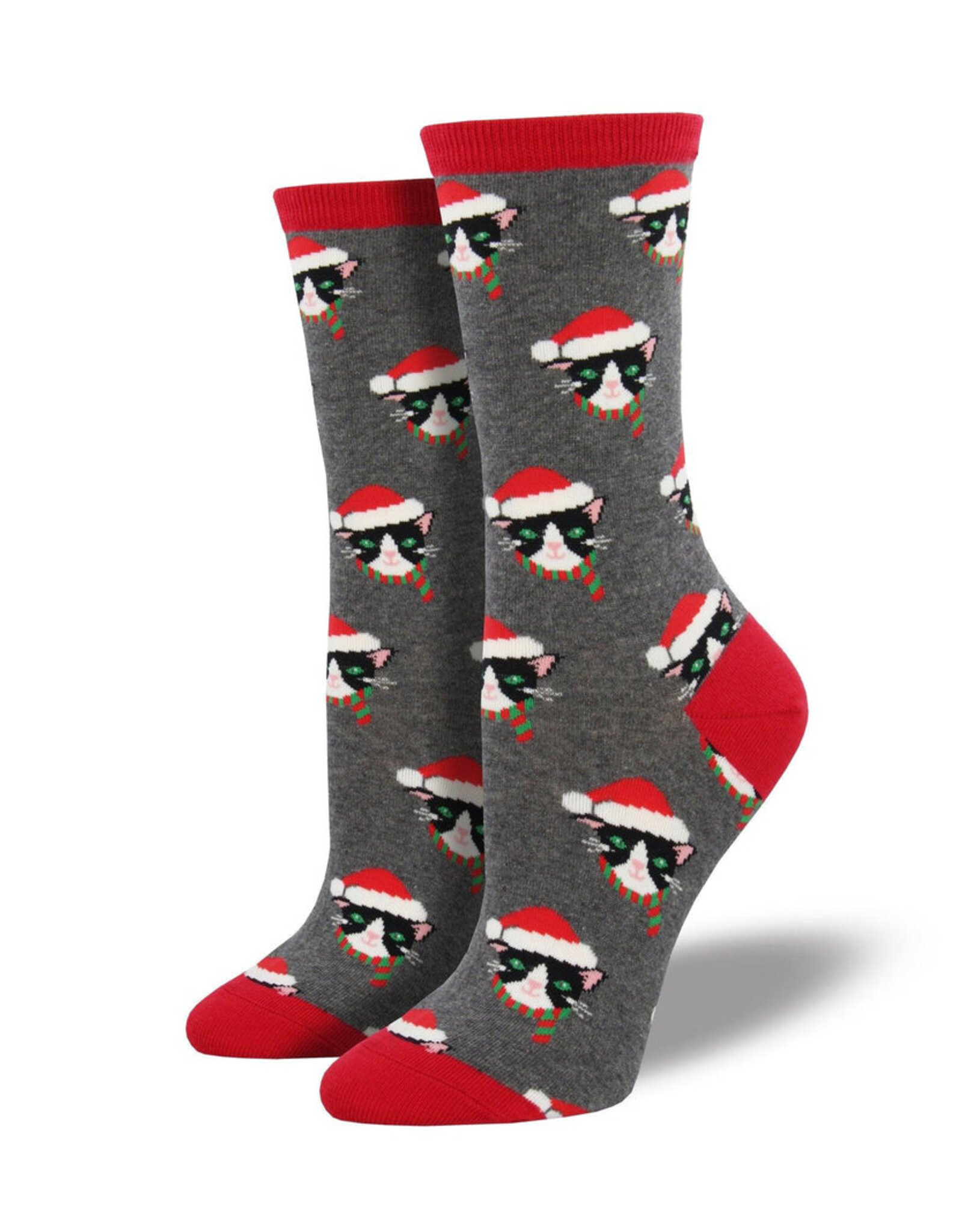 SOCKSMITH SANTA CATS HEATHER GRAY