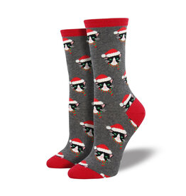 SOCKSMITH SANTA CATS HEATHER GRAY