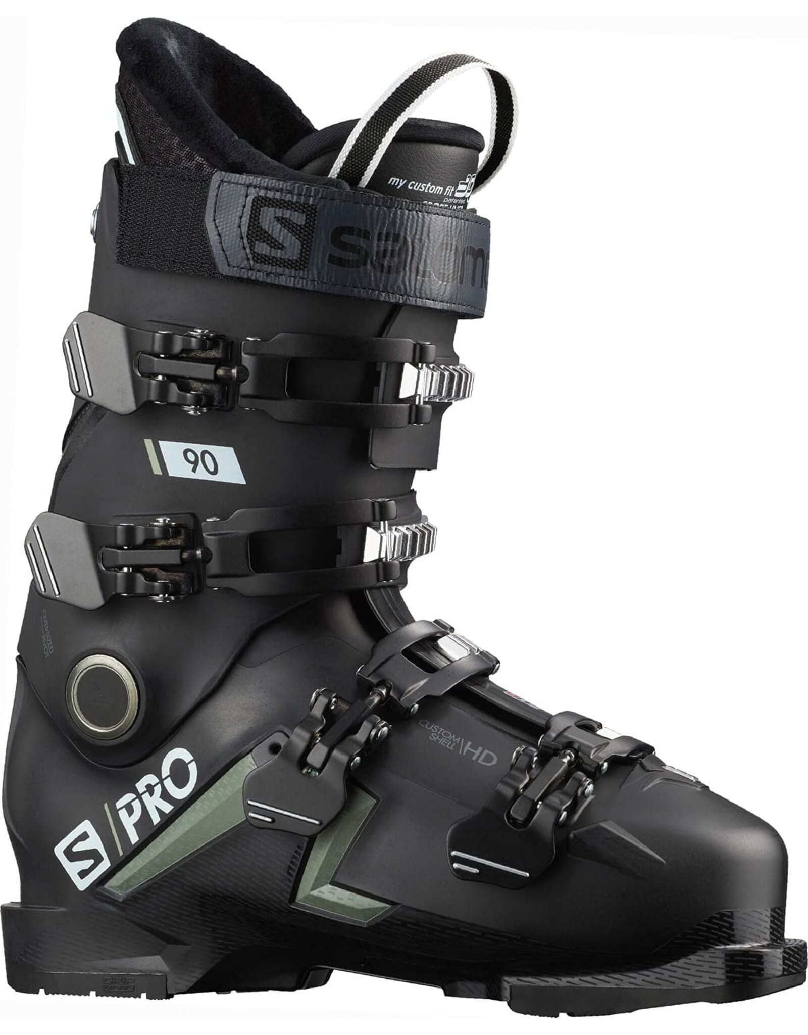 SALOMON MEN S/PRO 90 CS GW BLACK/GREEN OIL SKI BOOT