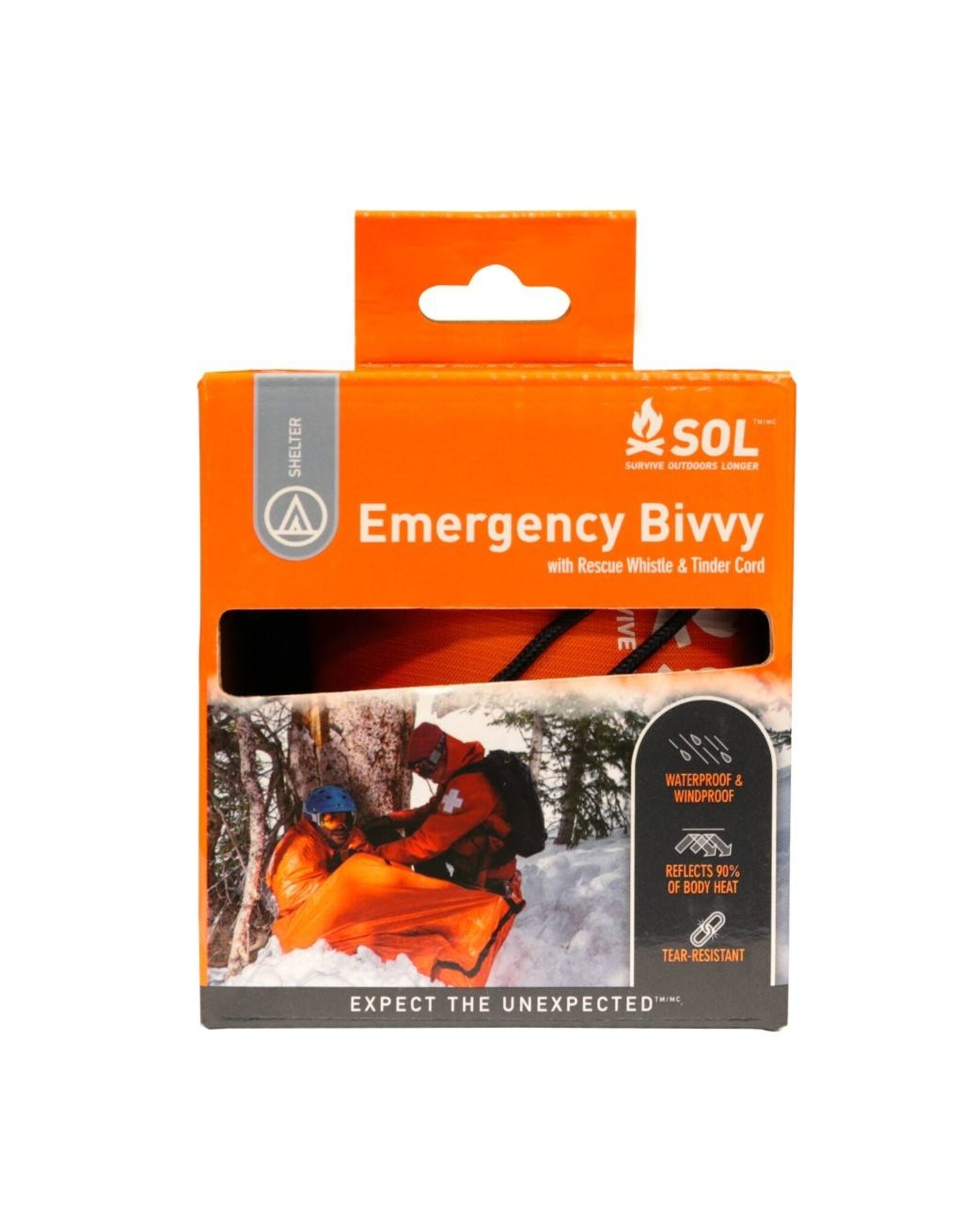 SOL EMERGENCY BIVY W/RESCUE WHISTLE - ORANGE