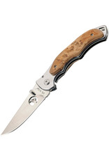 ELK RIDGE FOLDER KNIFE 4.25" LIMAPLE BURLWOOD
