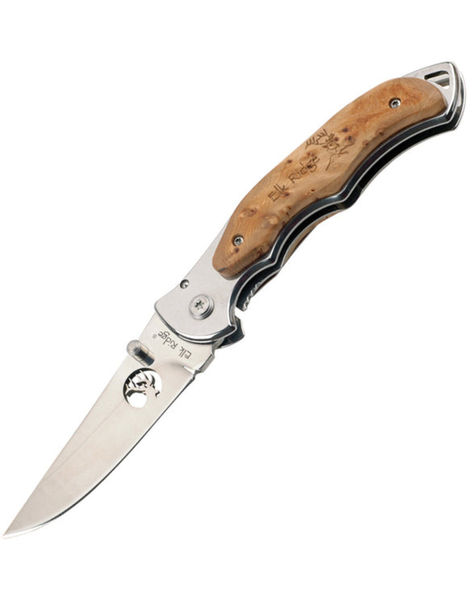 ELK RIDGE FOLDER KNIFE 4.25" LIMAPLE BURLWOOD
