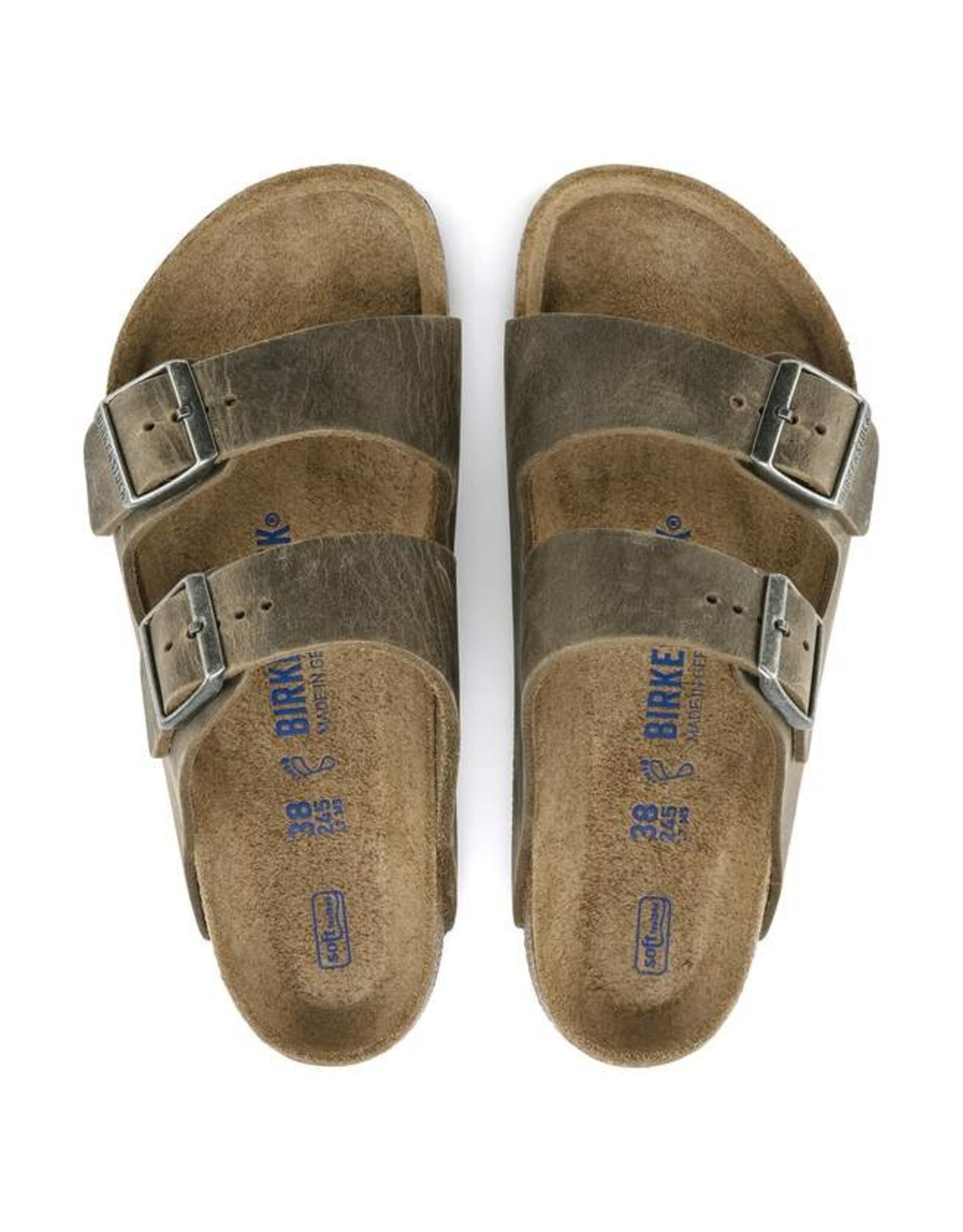 BIRKENSTOCK ARIZONA FL WB FADED KHAKI LEATHER SANDAL