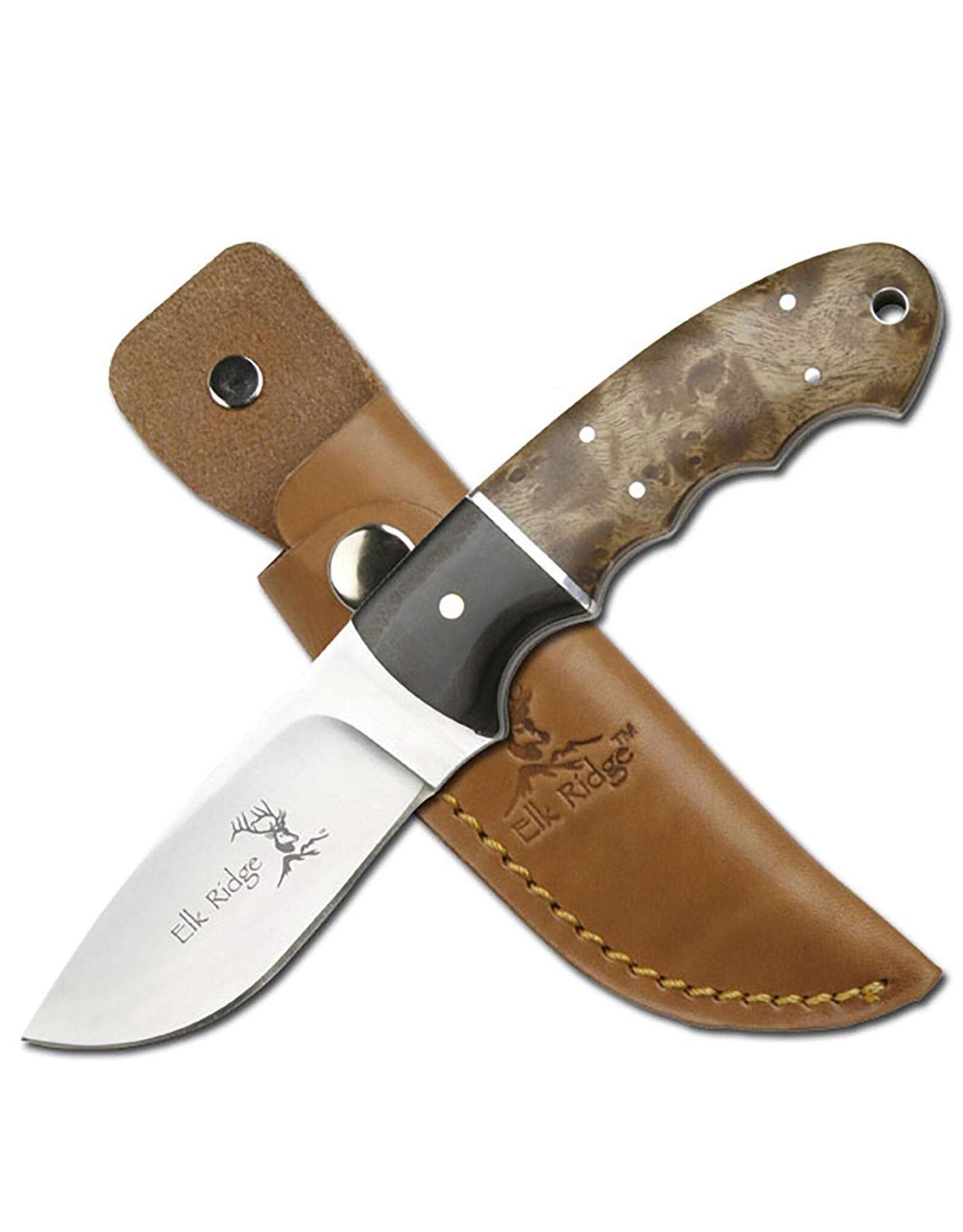 ELK RIDGE FIXED BLADE 8" FULL TANG BURLWOOD HANDLE