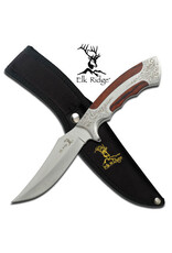 ELK RIDGE FIXED BLADE 9.8" PAKKA WOOD METAL HANDLE
