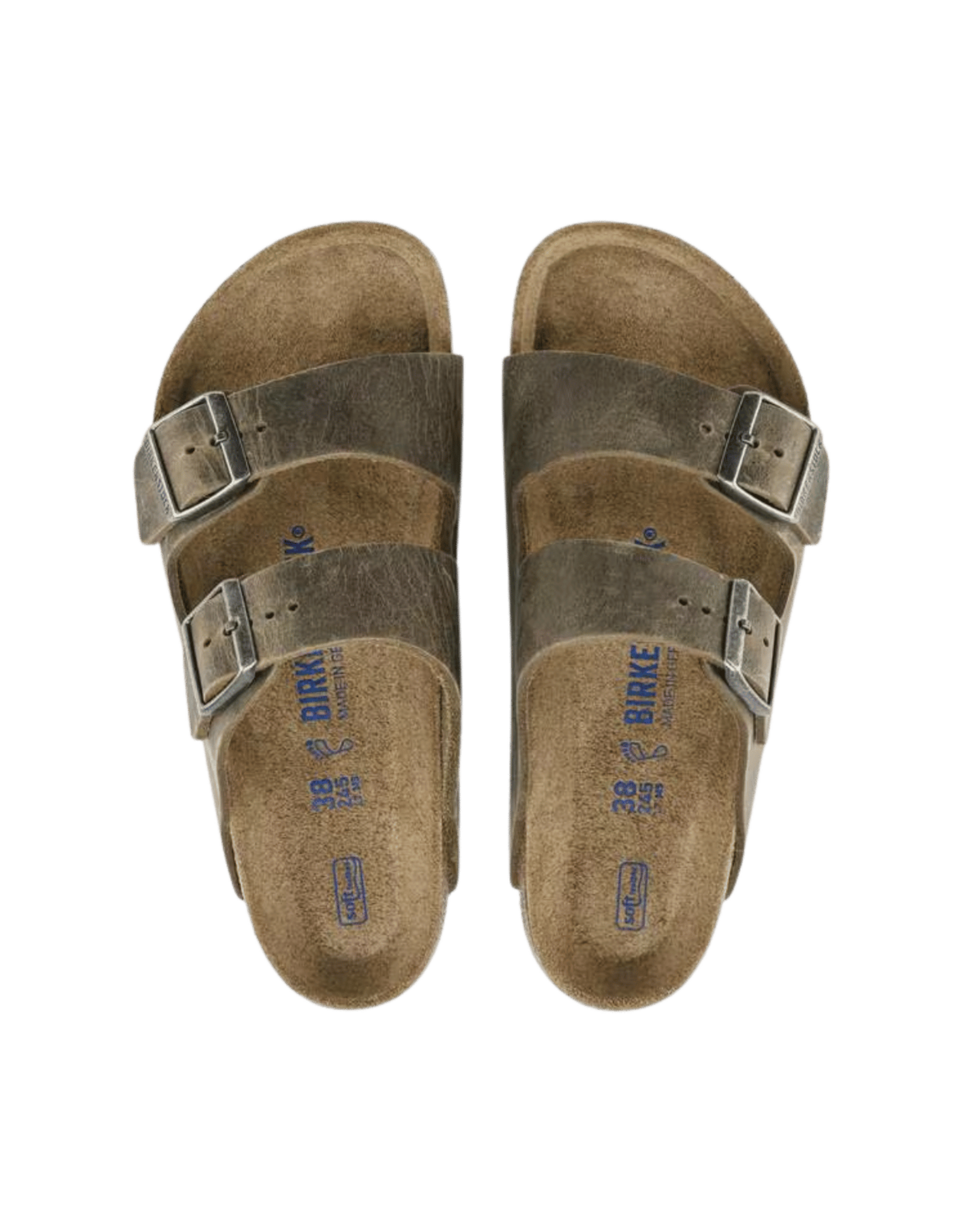 BIRKENSTOCK ARIZONA FL WB FADED KHAKI LEATHER SANDAL