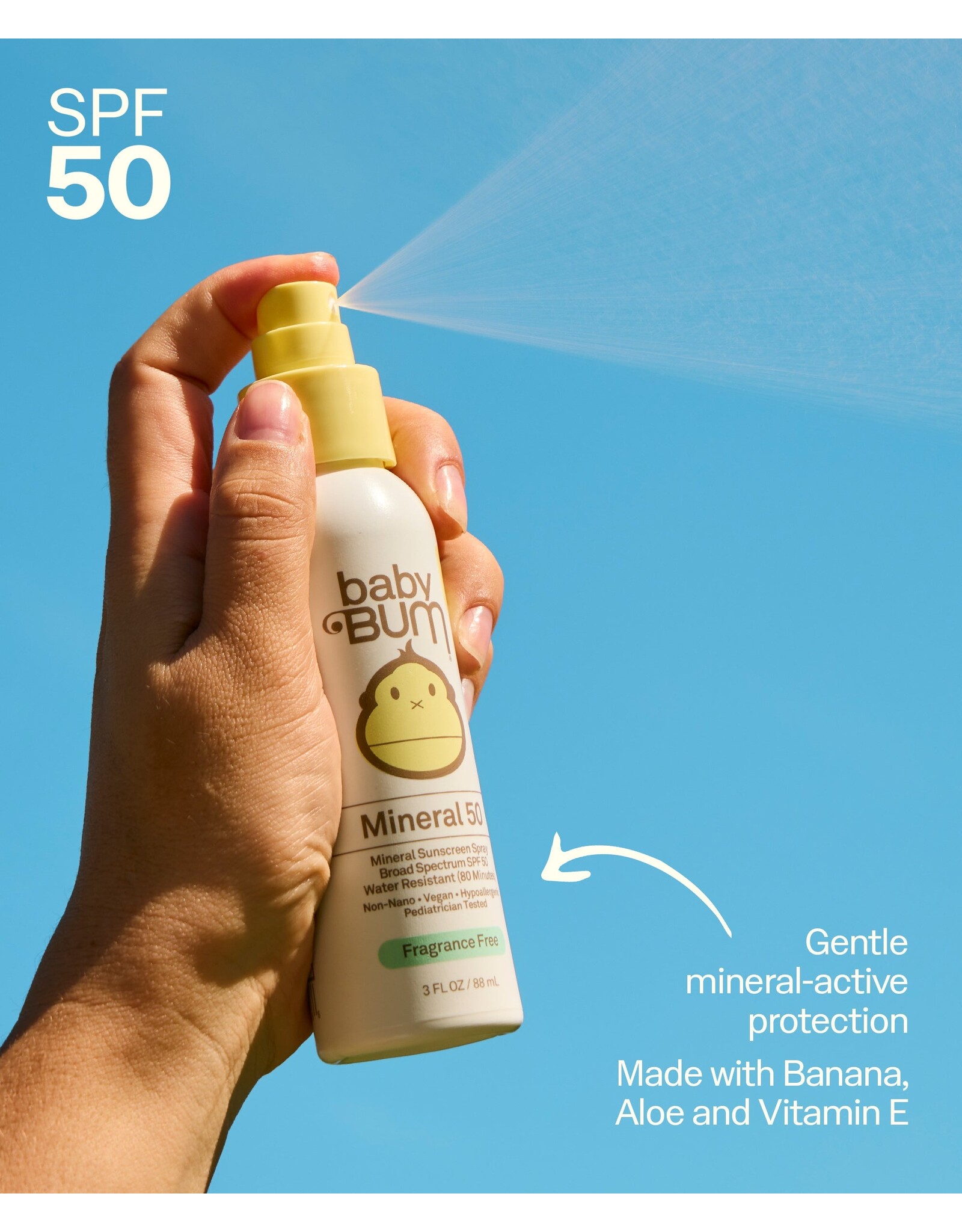 BABY BUM SPF 50 MINERAL SUNSCREEN SPRAY  3 OZ
