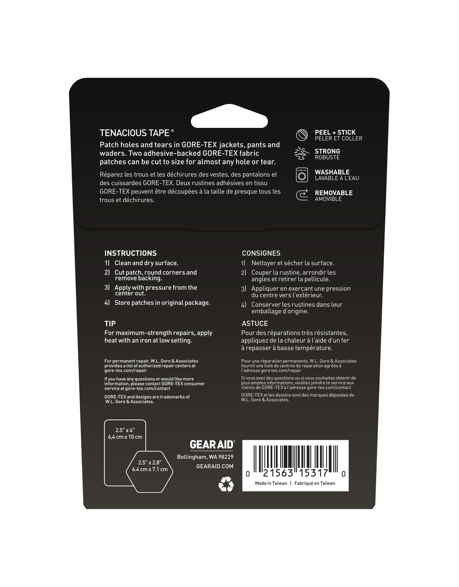 GEAR AID GORE-TEX FABRIC REPAIR KIT - BLACK