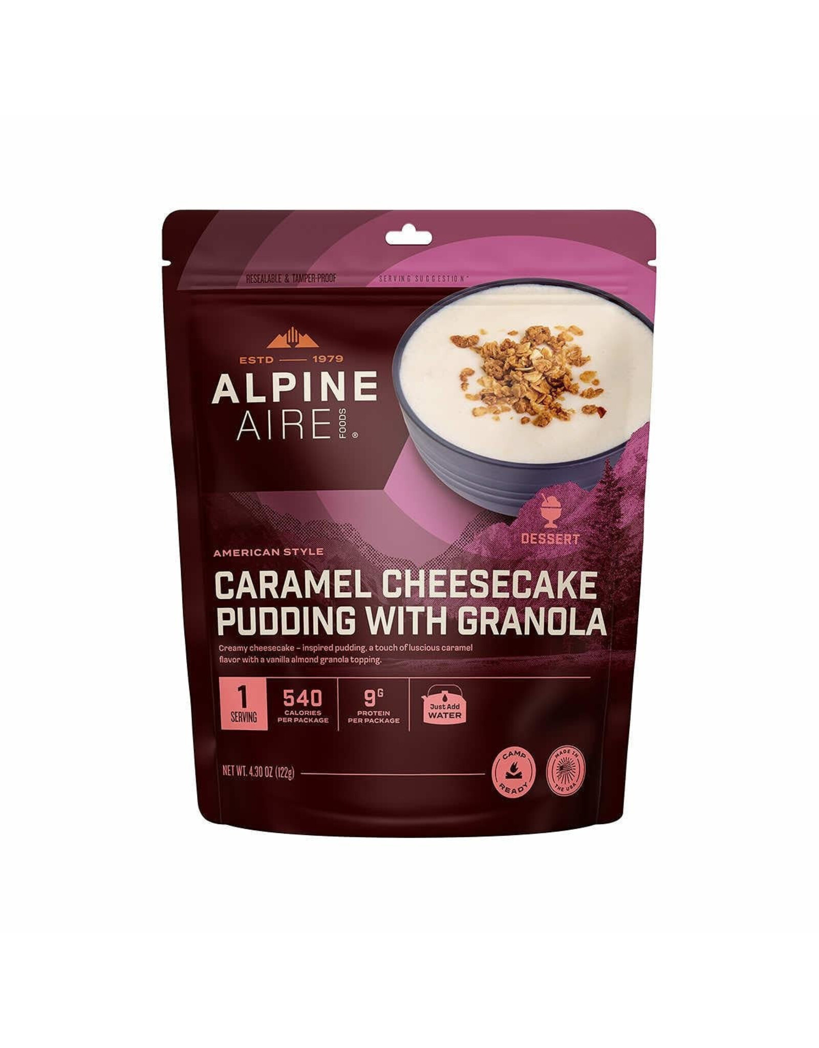 ALPINEAIRE CARAMEL CHEESECAKE PUDDING WITH GRANOLA