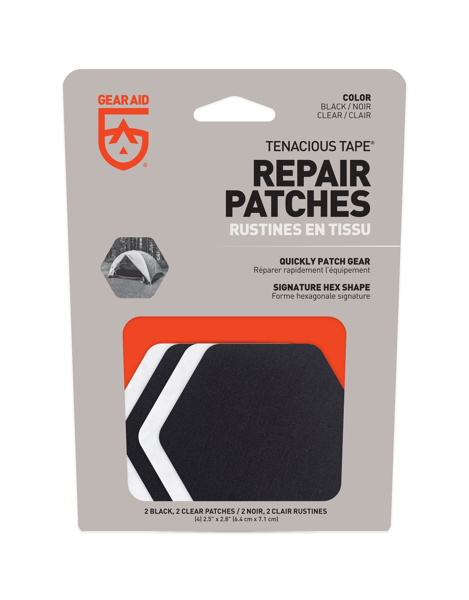 GEAR AID TENACIOUS TAPE PATCHES HEX BLACK