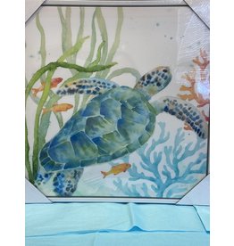 Framed Canvas Tropical Turtle