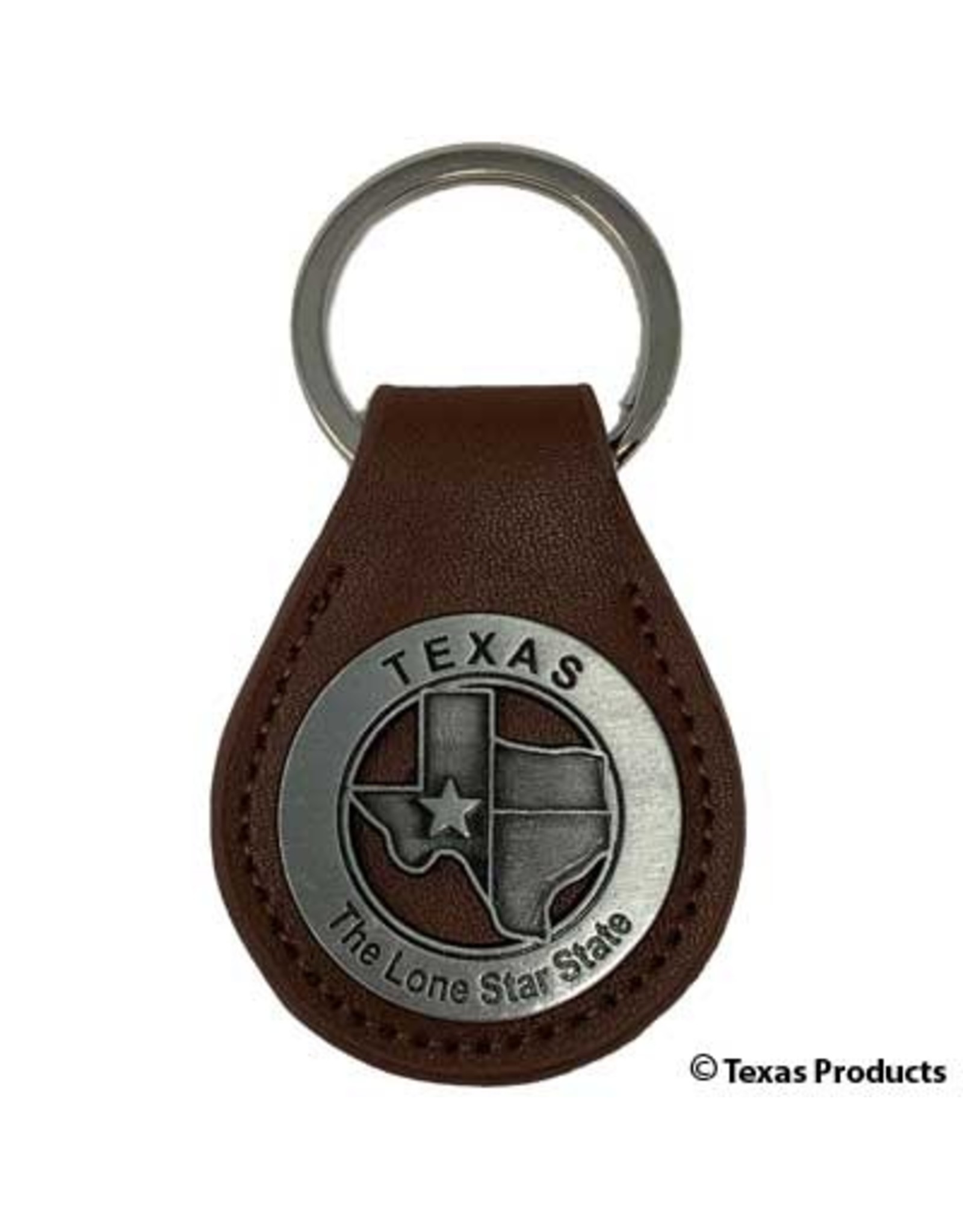 Keychain- Silver & Leather Texas
