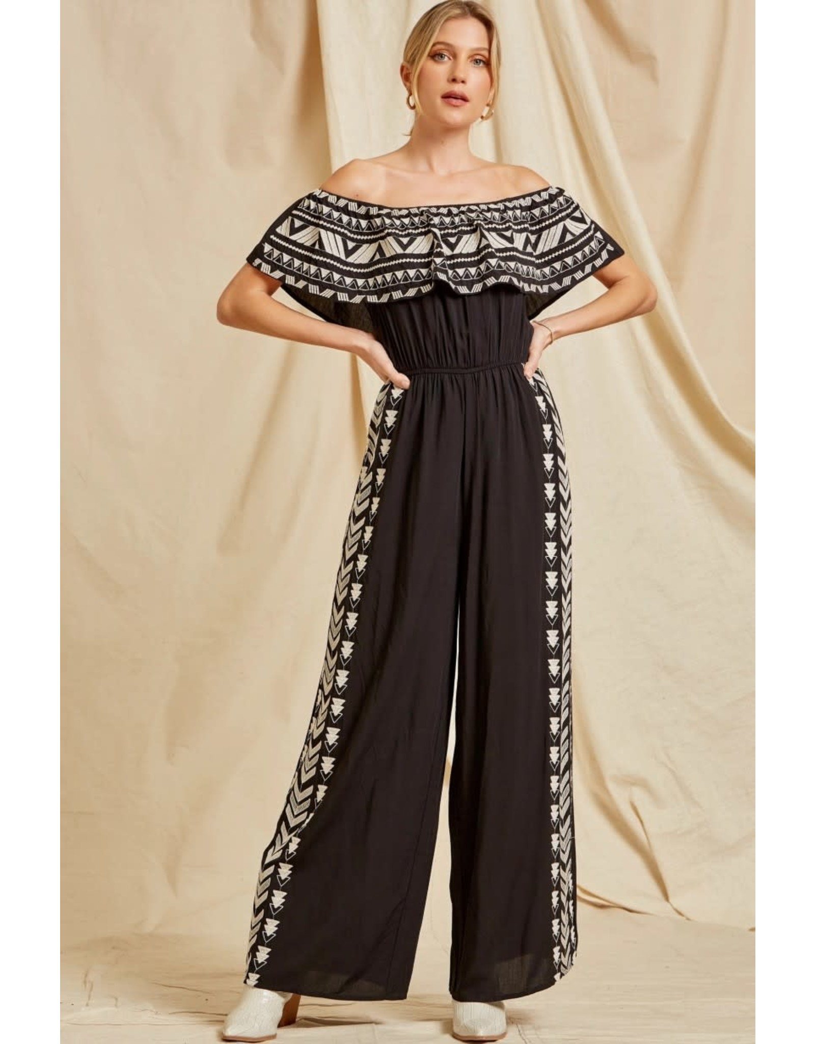 B&W Embroidered Jumpsuit