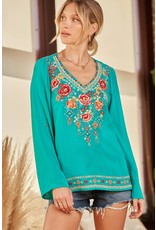 Andree  by Unit Embroidered 3/4 Sleeve Top