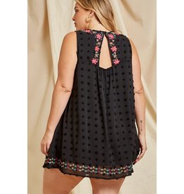 Andree  by Unit Black Swiss Dot & Embroidered Dress