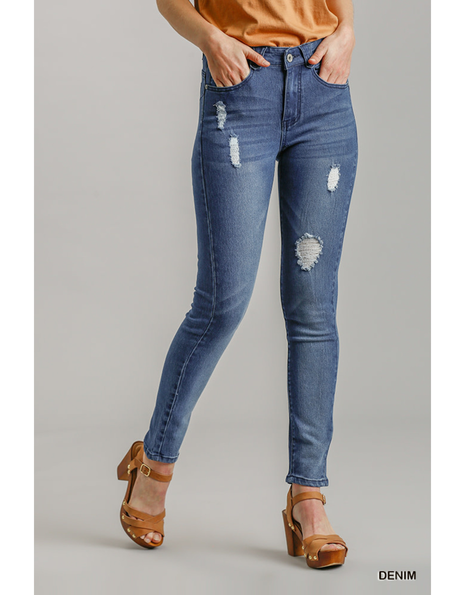 Umgee USA Distressed Indigo Blue Jeans