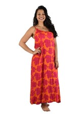 Bali Long Dress Hibiscus Red/Orange