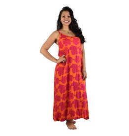 Bali Long Dress Hibiscus Red/Orange