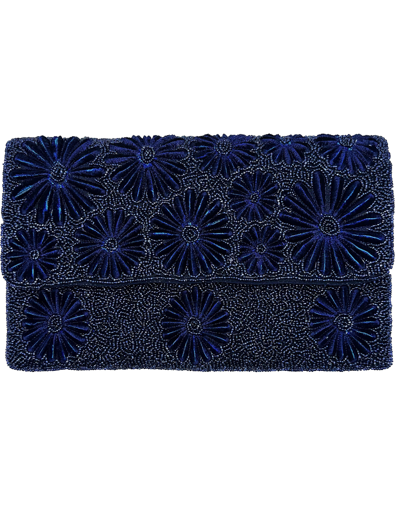 Beaded Clutch Blue Velvet Ribbon Floral