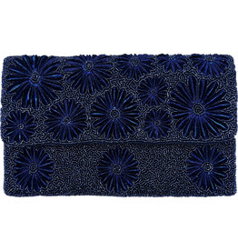 Beaded Clutch Blue Velvet Ribbon Floral