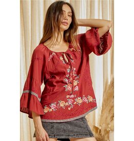 Embroidered Wine Tunic