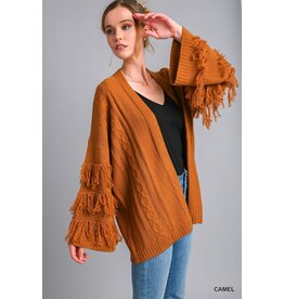 Bell-sleeve Camel Cardigan