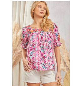 Aztec-Inspired Magenta Top - Magenta