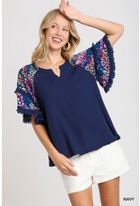 Linen Top with Double Layer Sleeves