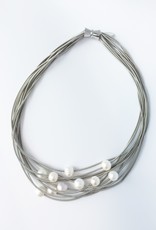 Sea Lily Piano Wire and Pearl Necklace