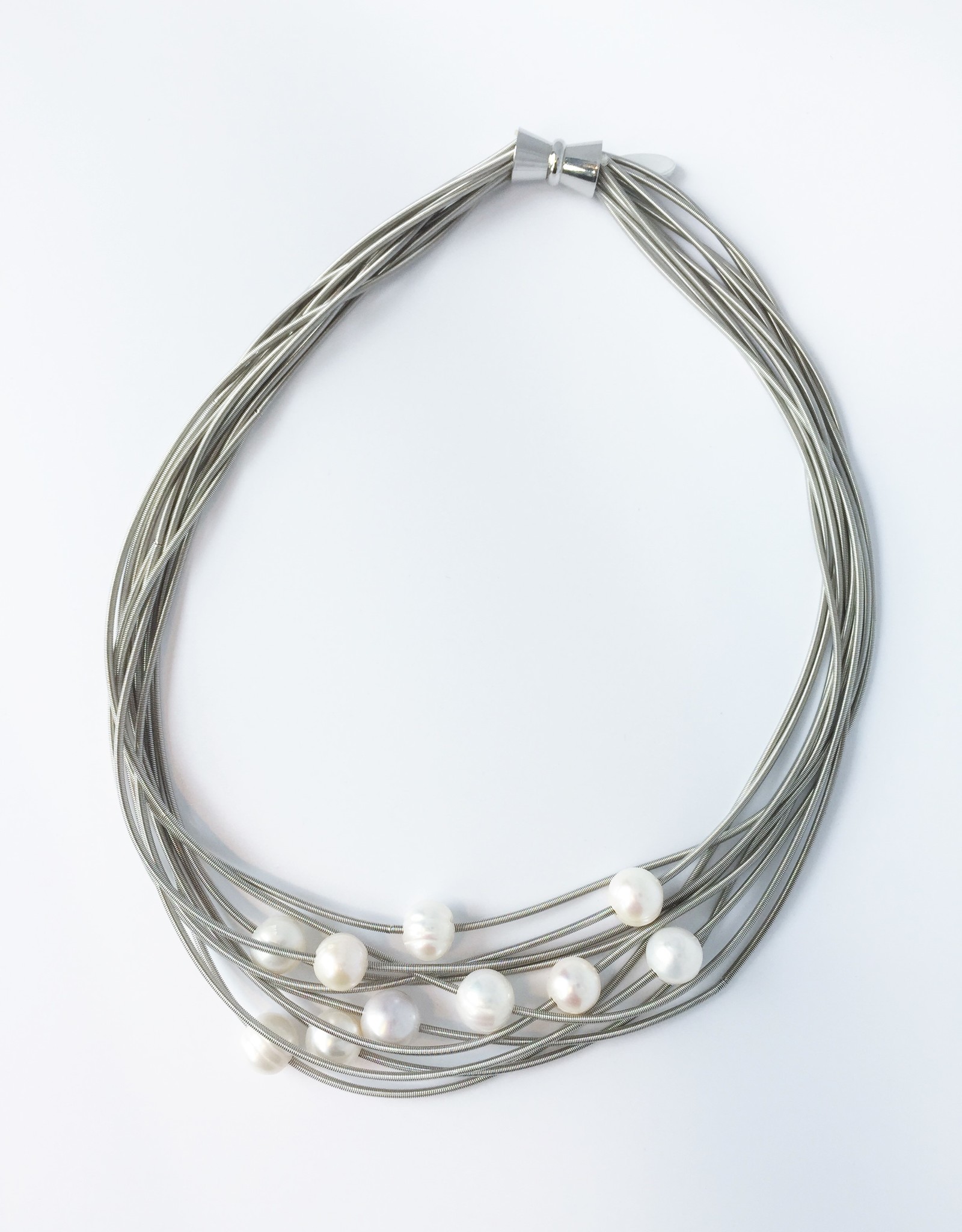 Sea Lily Piano Wire and Pearl Necklace