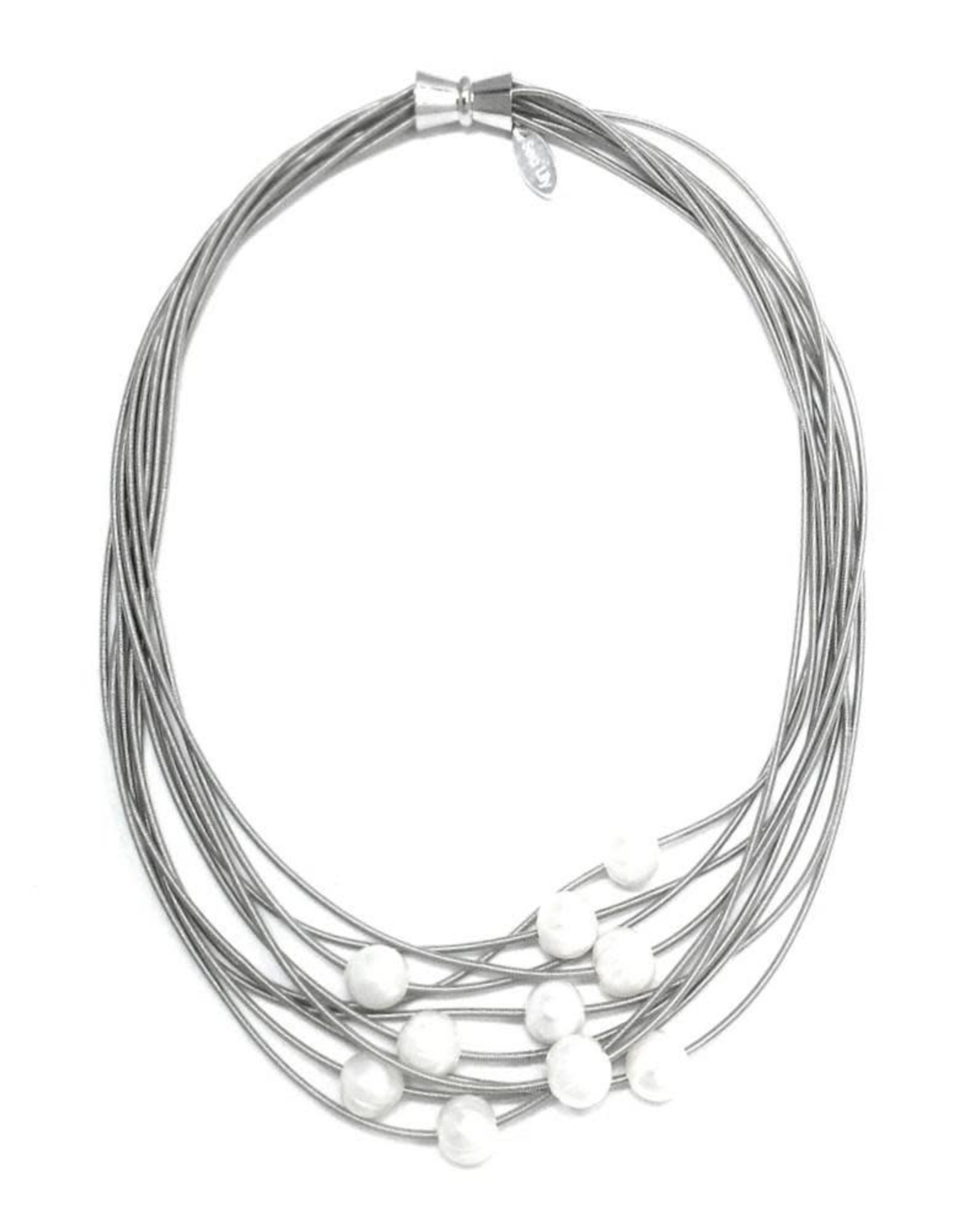 Sea Lily Piano Wire and Pearl Necklace
