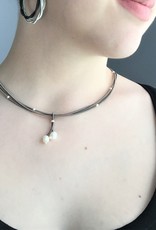 Sea Lily Upcycled Piano Wire Necklace w Pearl