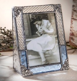 J Devlin Blue Vintage Stained Glass Picture Frame