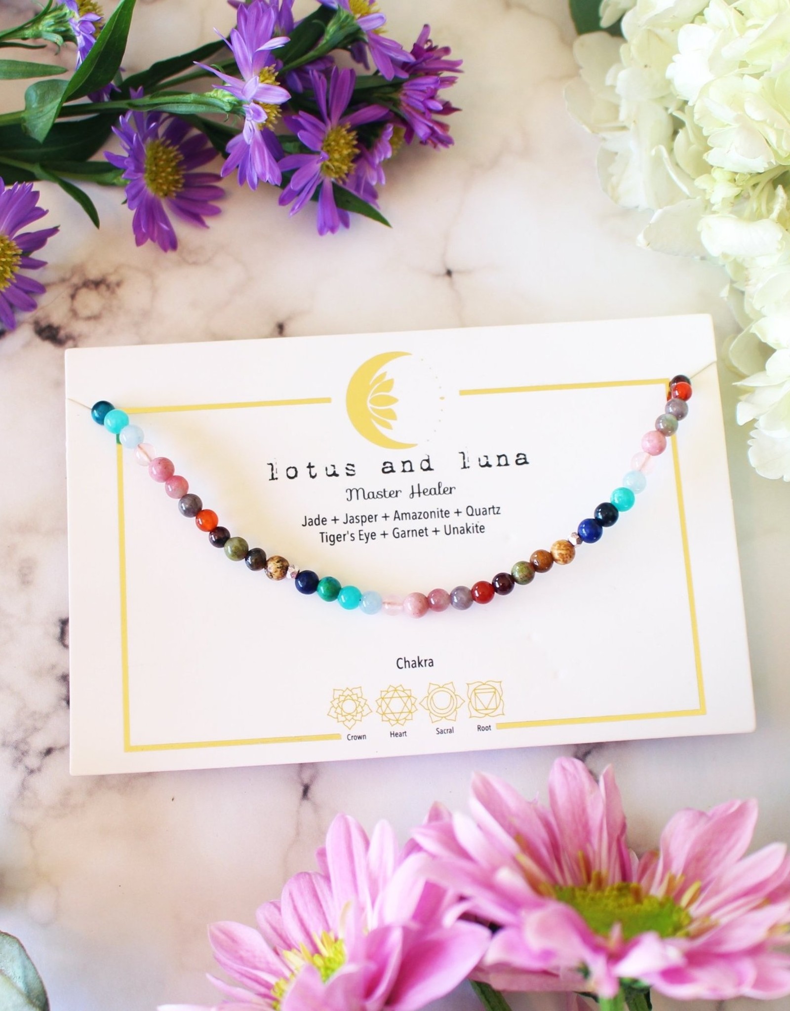 Lotus and Luna Chakra Healing Necklace/Wrap Bracelet